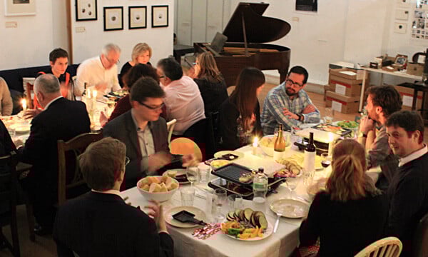 Guests enjoying dinner