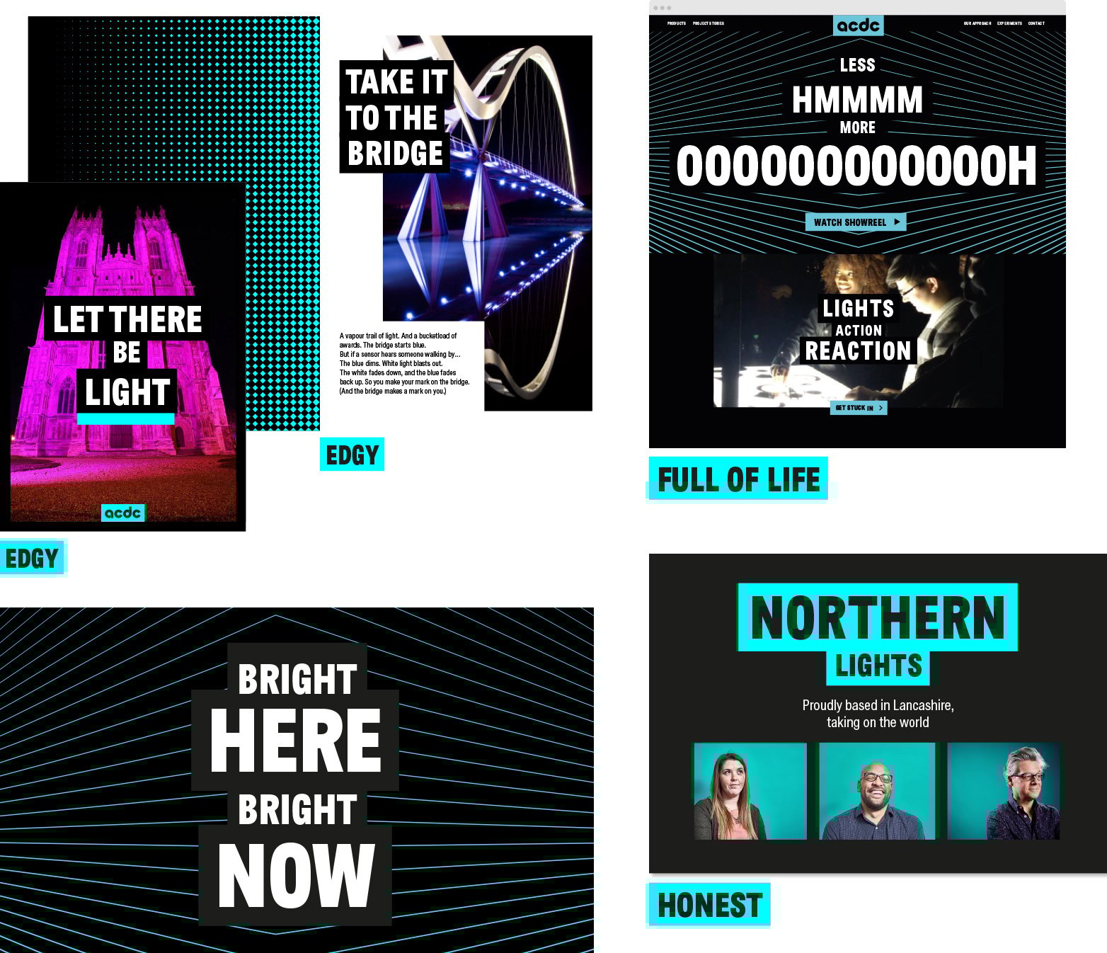 The tone of voice pillars individually backed up by working examples