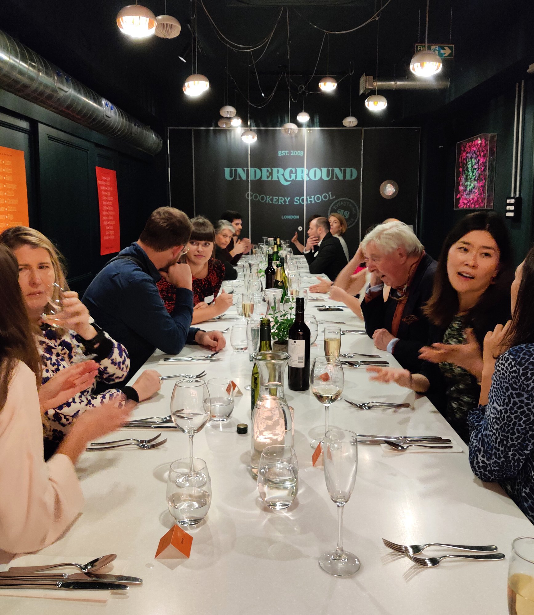 Everyone sits down to enjoy the meal