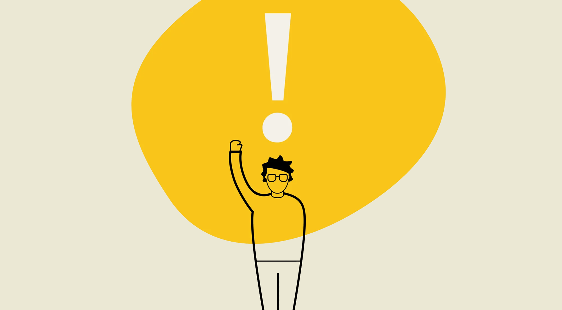 Figure and exclamation mark