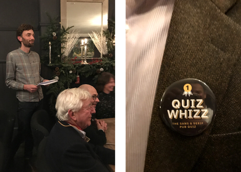 Joseph reads the answers and a quiz whizz badge