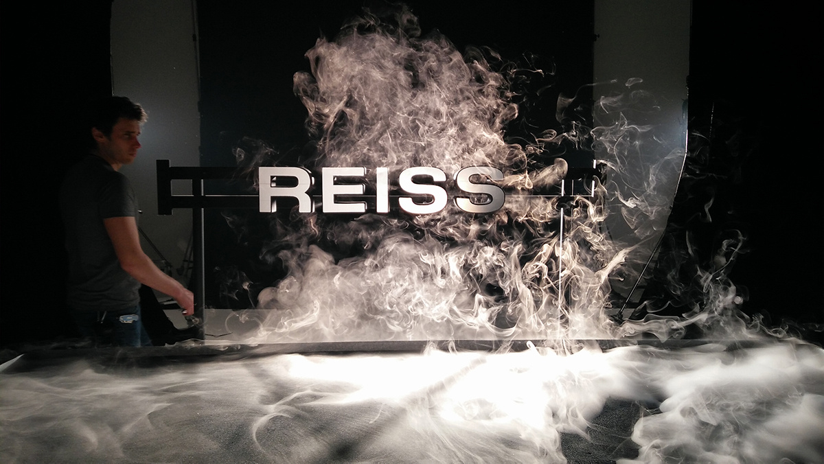 The Reiss logo holding up in tough conditions